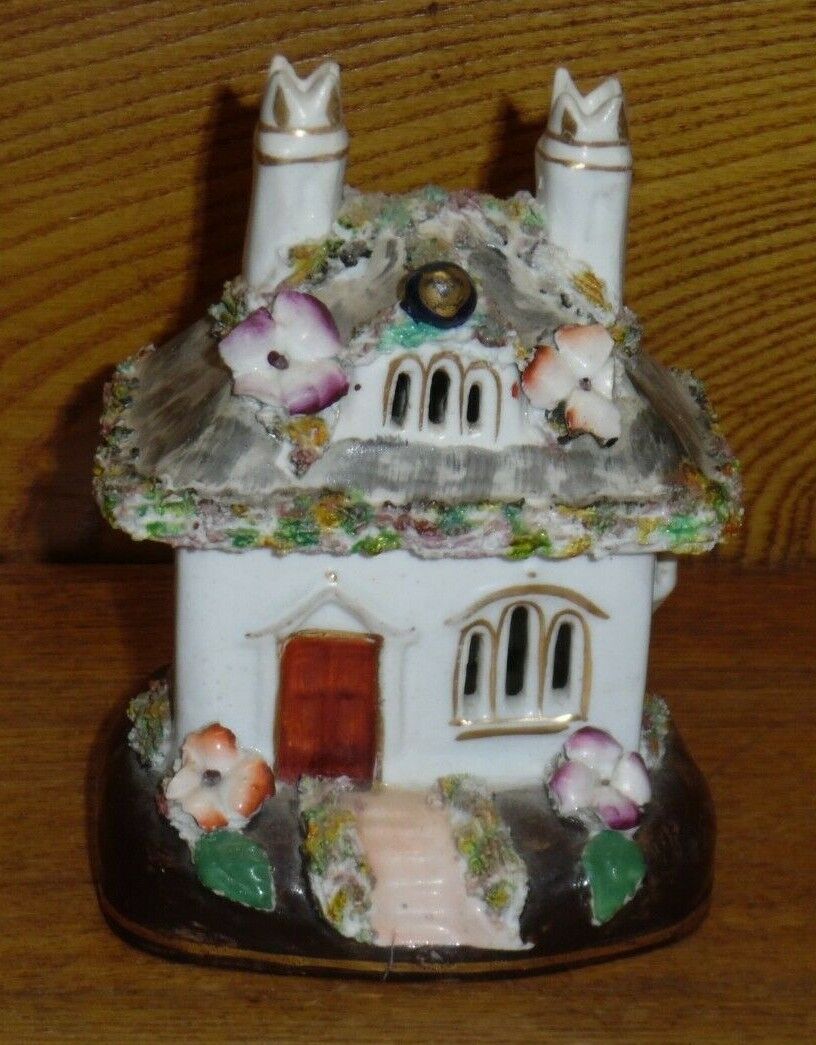 Antique Staffordshire Pottery House / Cottage Pastille Burner - Some Issues