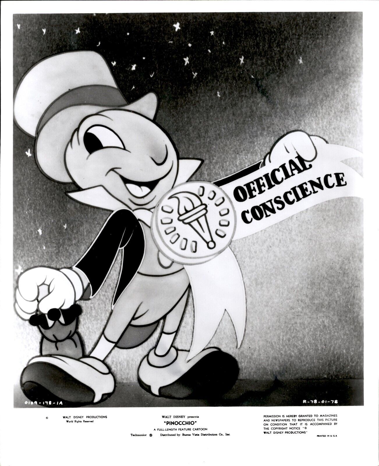 KC2 Original Photo JIMINY CRICKET Pinocchio Disney Animated Character Cartoon
