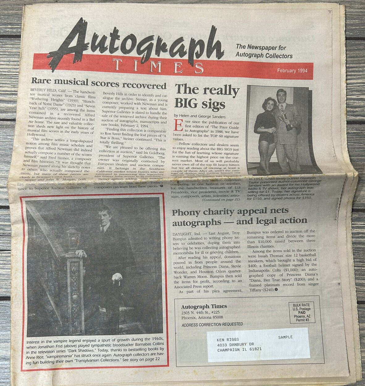 Vintage February 1994 Autograph Times Newspaper Rare Musical Scores Recovered