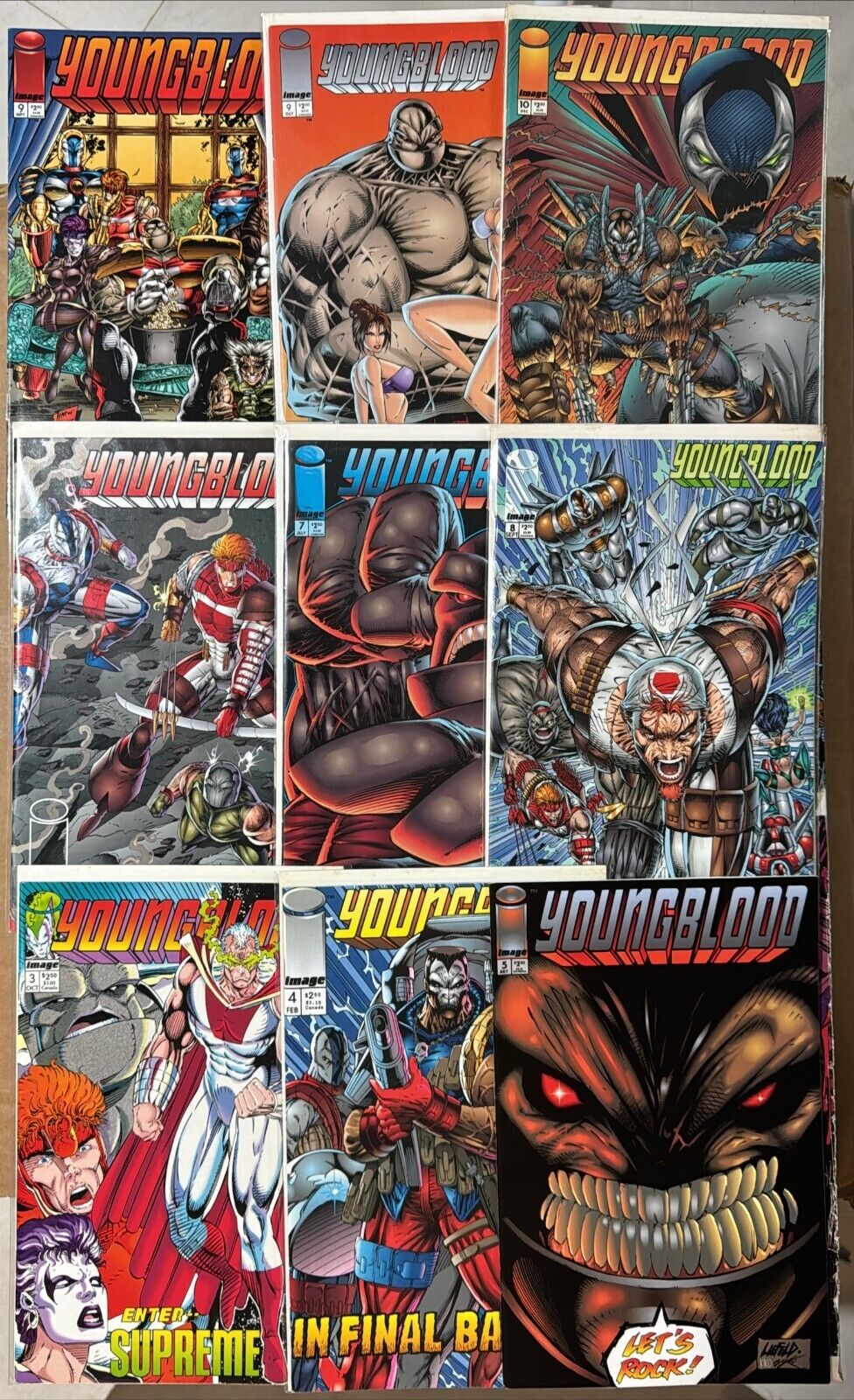 Youngblood #3, 4, 5, 6, 7, 8, 9, 9A, 10 Lot of 9 Image Comics Rob Liefeld 1992-4
