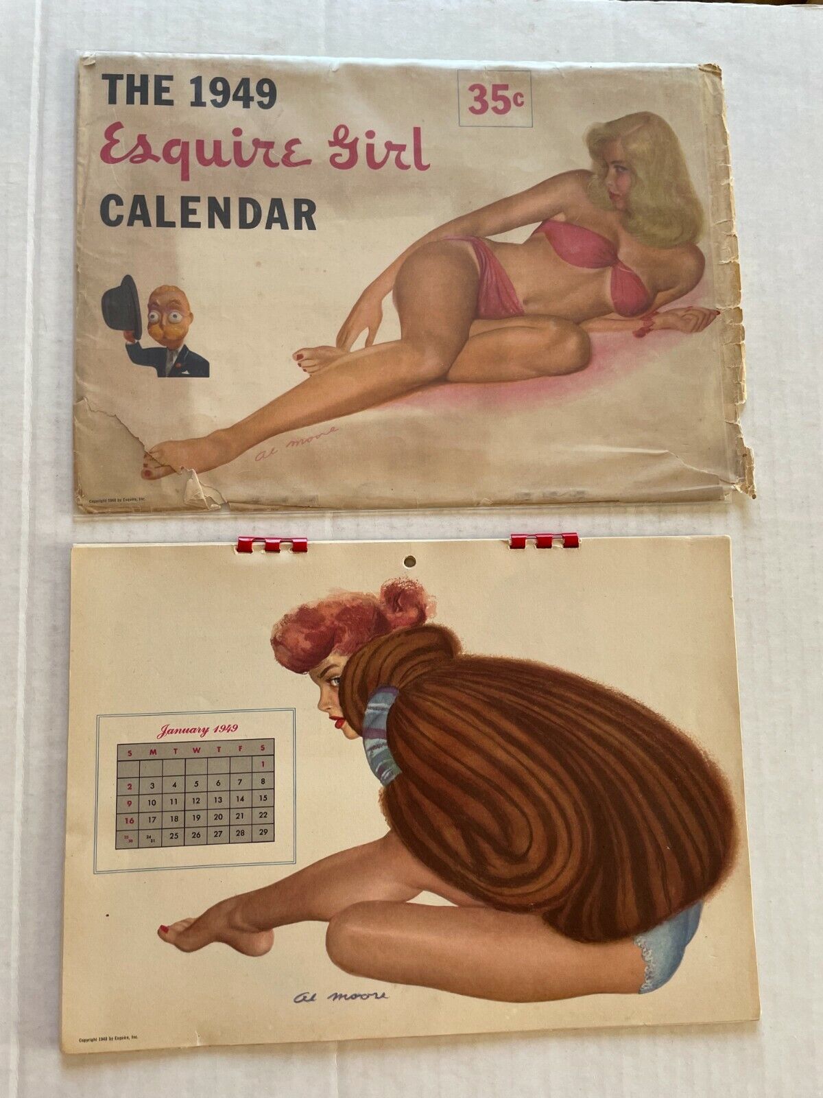1949 Esquire Girl Full Year Pinup Girl Calendar w/ Original Envelope Al Moore