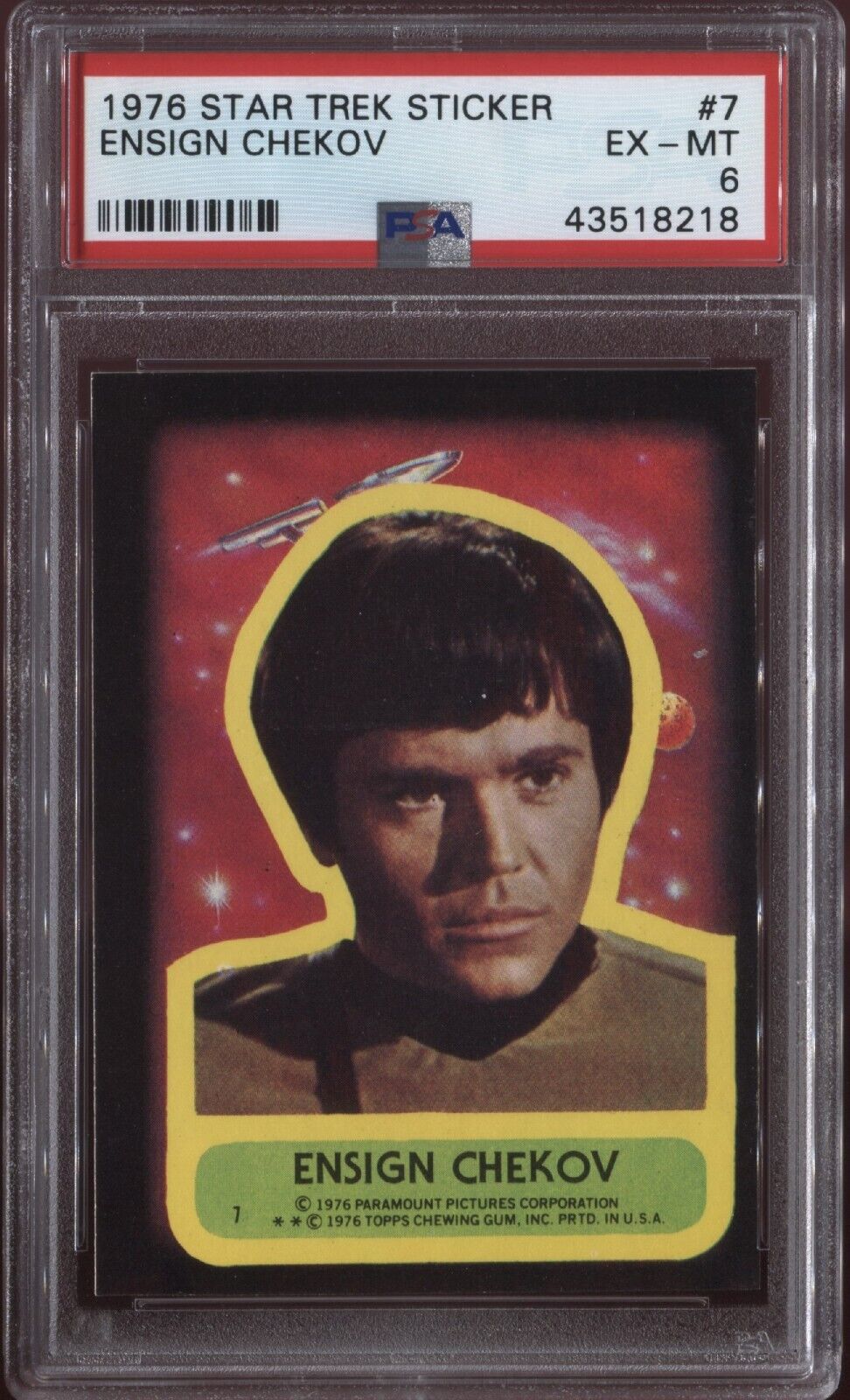 1976 Topps Star Trek Stickers Ensign Chekov #7 PSA 6