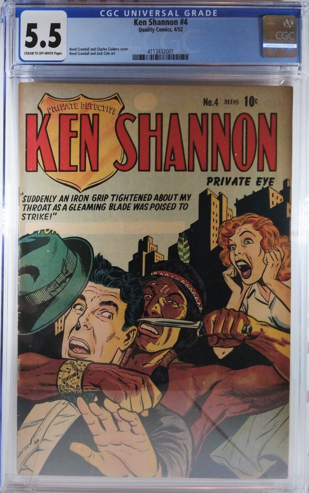 💥 CGC 5.5 KEN SHANNON #4 DC QUALITY COMICS 1952 CONTROVERSIAL PRE-CODE SOTI