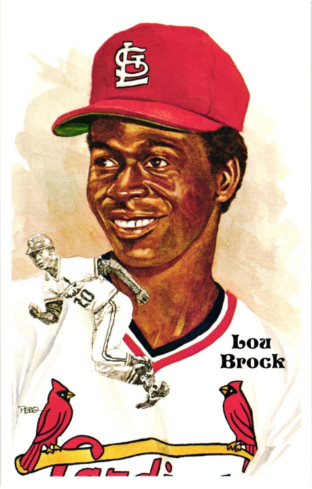Lou Brock 1980 Perez-Steele Baseball Hall of Fame Limited Edition Postcard