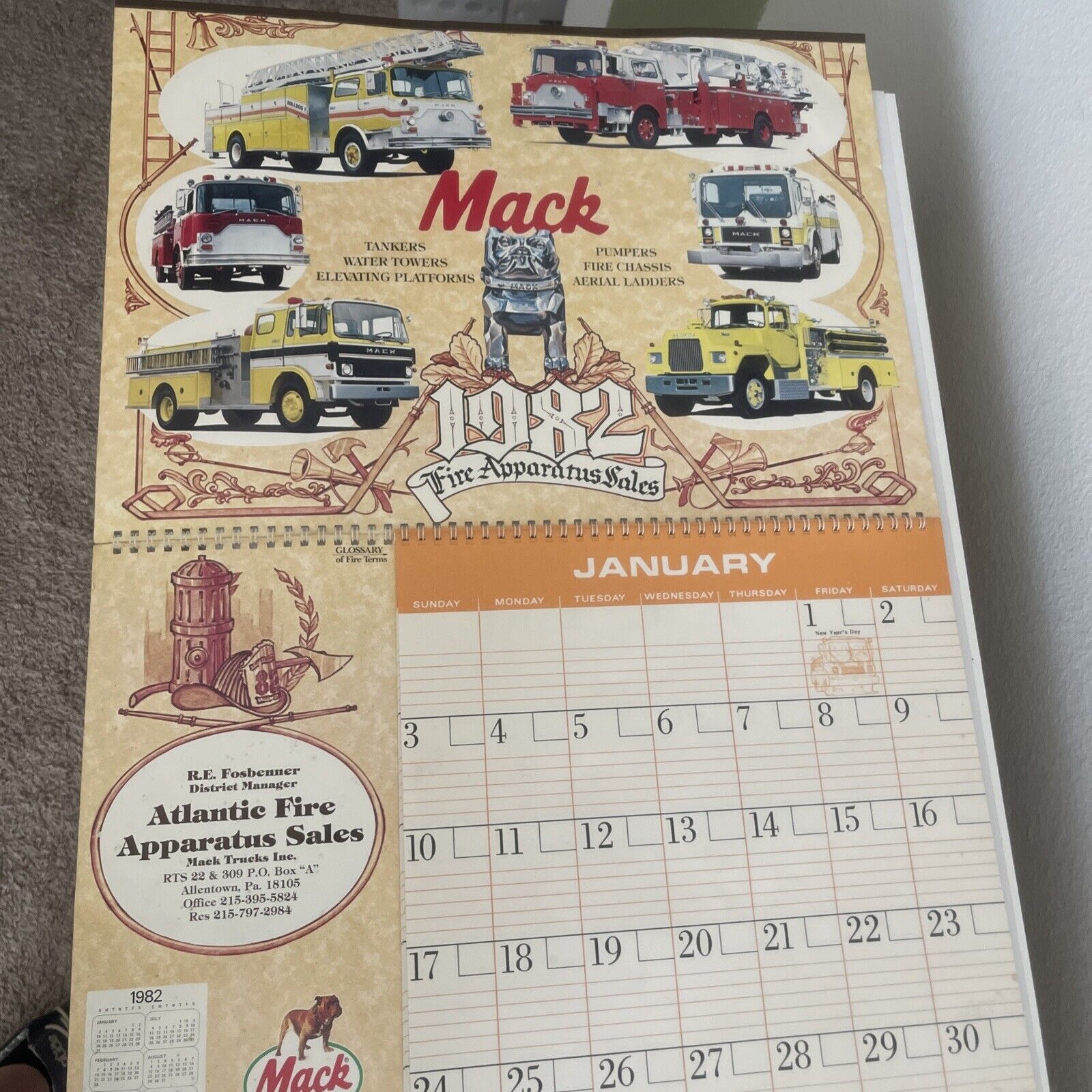 Vintage 1982 Mack Fire Truck  26”x 18” DEALER GIFT