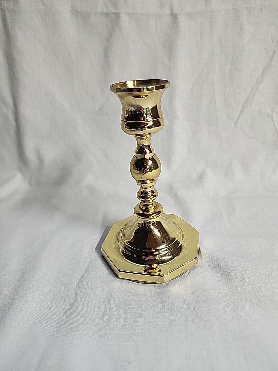 Brass Baldwin Forged In America Candlestick Vintage 5 Inch Octagonal Base