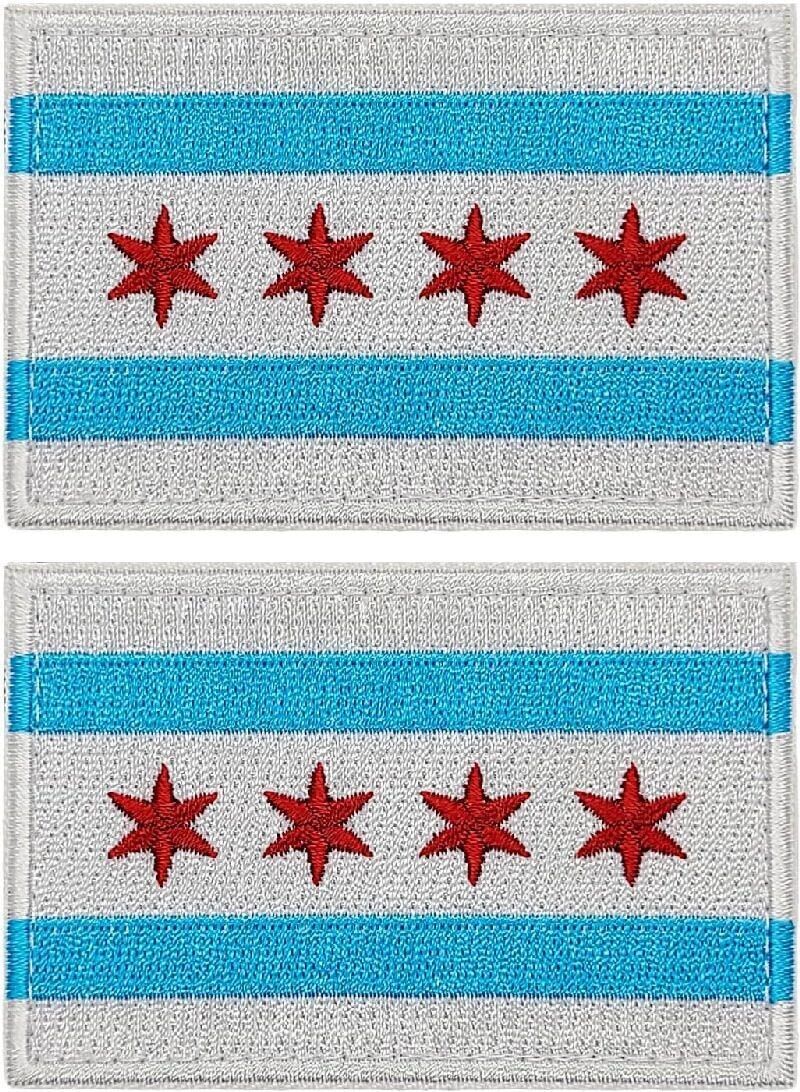 Chicago City Flag Embroidered Morale Patch  | 2PC -3\
