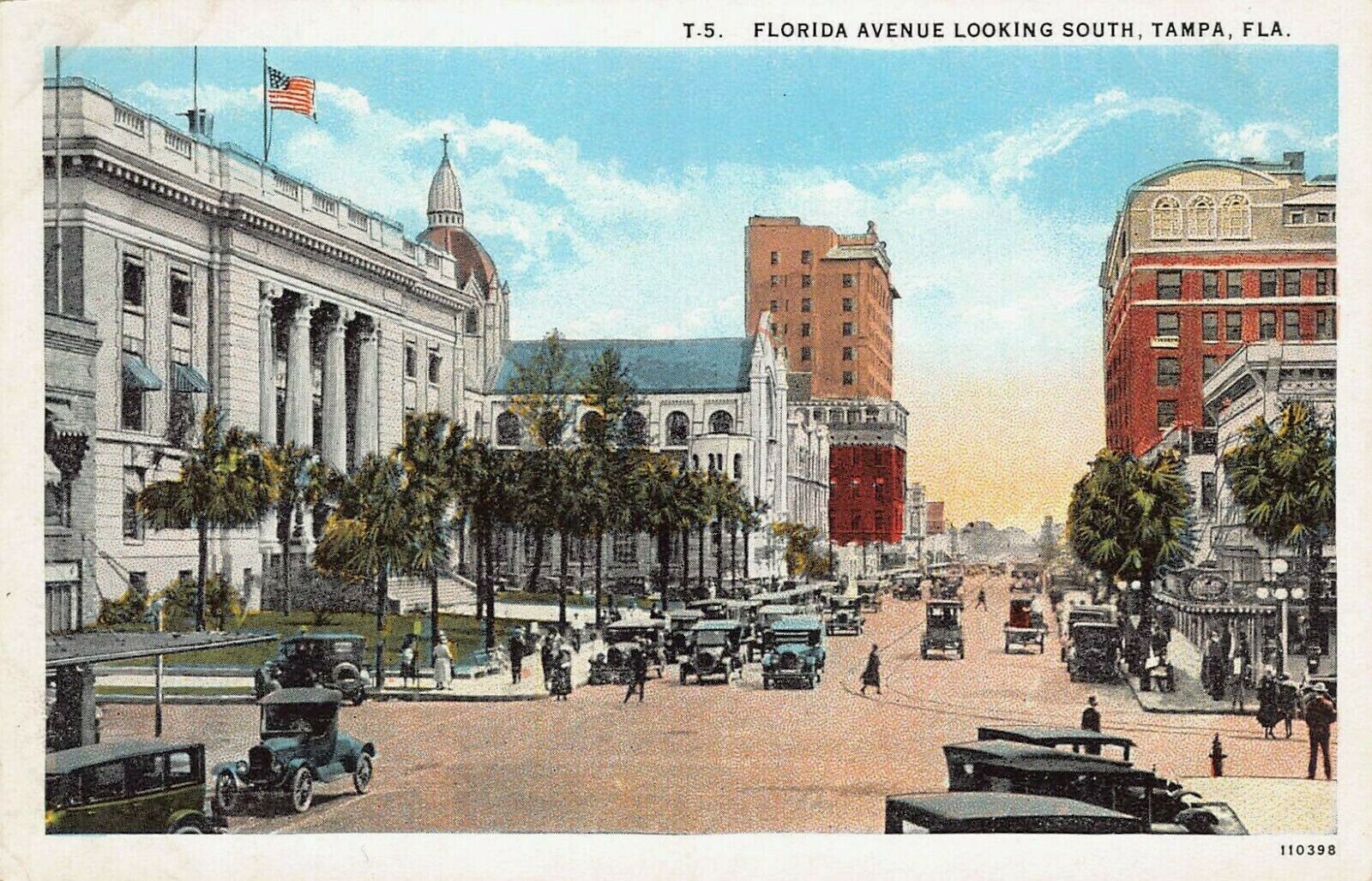 Florida Ave., Looking South, Tampa, Florida, Early Postcard, Unused