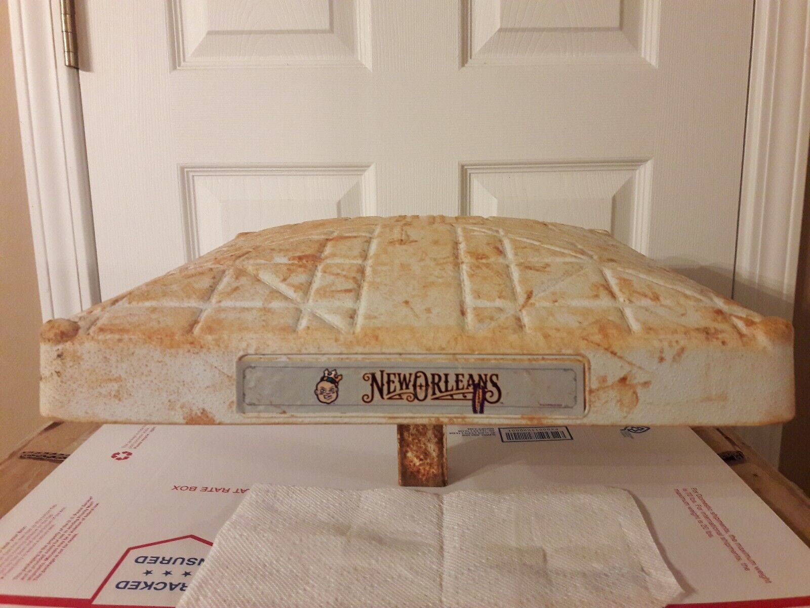 NEW ORLEANS BABY CAKES GAME USED BASE 8/28/19 2ND TO LAST HOME GAME ZEPHYRS COA