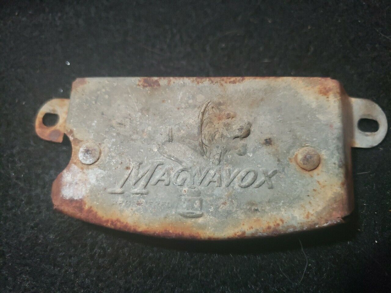 Antique Magnavox Metal Nameplate Badge Tag Label