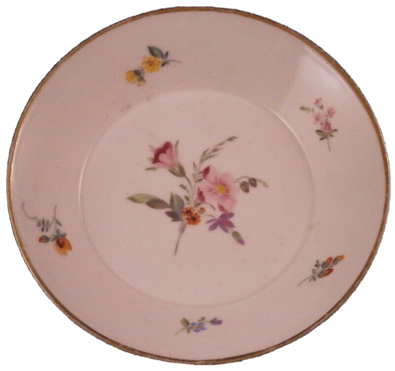 Antique 18thC Gotha Porcelain Floral Saucer Porzellan Untertasse German Germany
