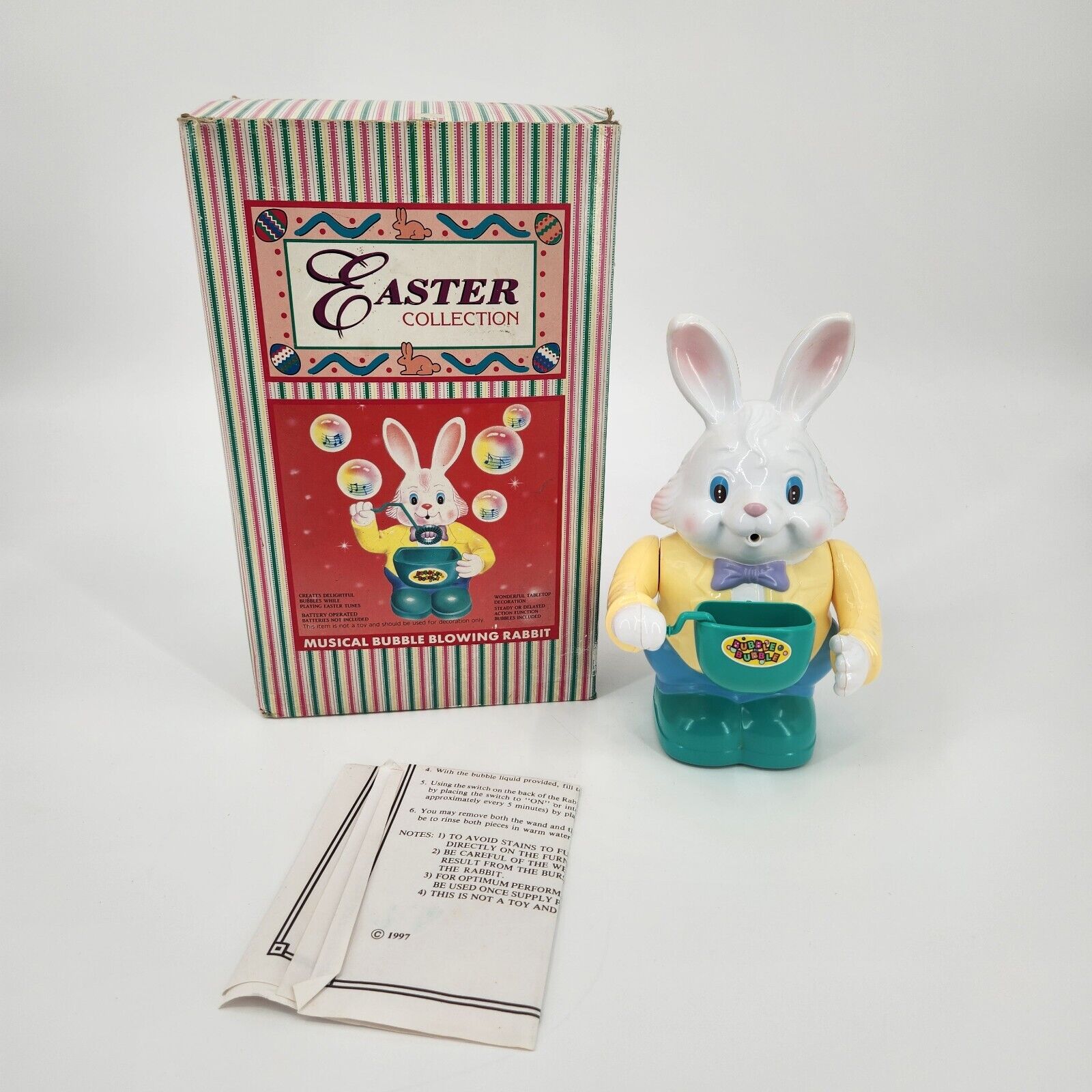 Vintage 1997 Musical Bubble Blowing Easter Bunny (Works)
