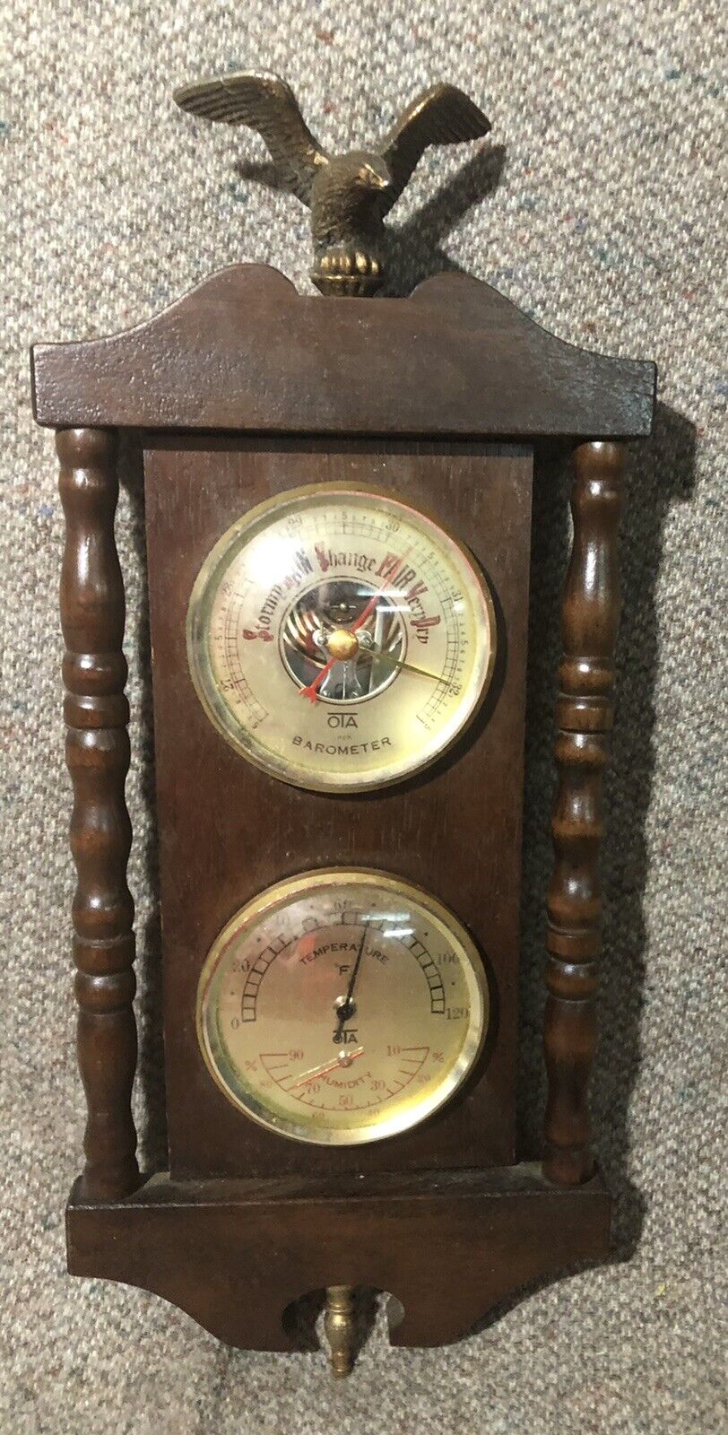 Vintage Federal Eagle Finial Napco Napcoware Barometer Japan Wood Mid Century