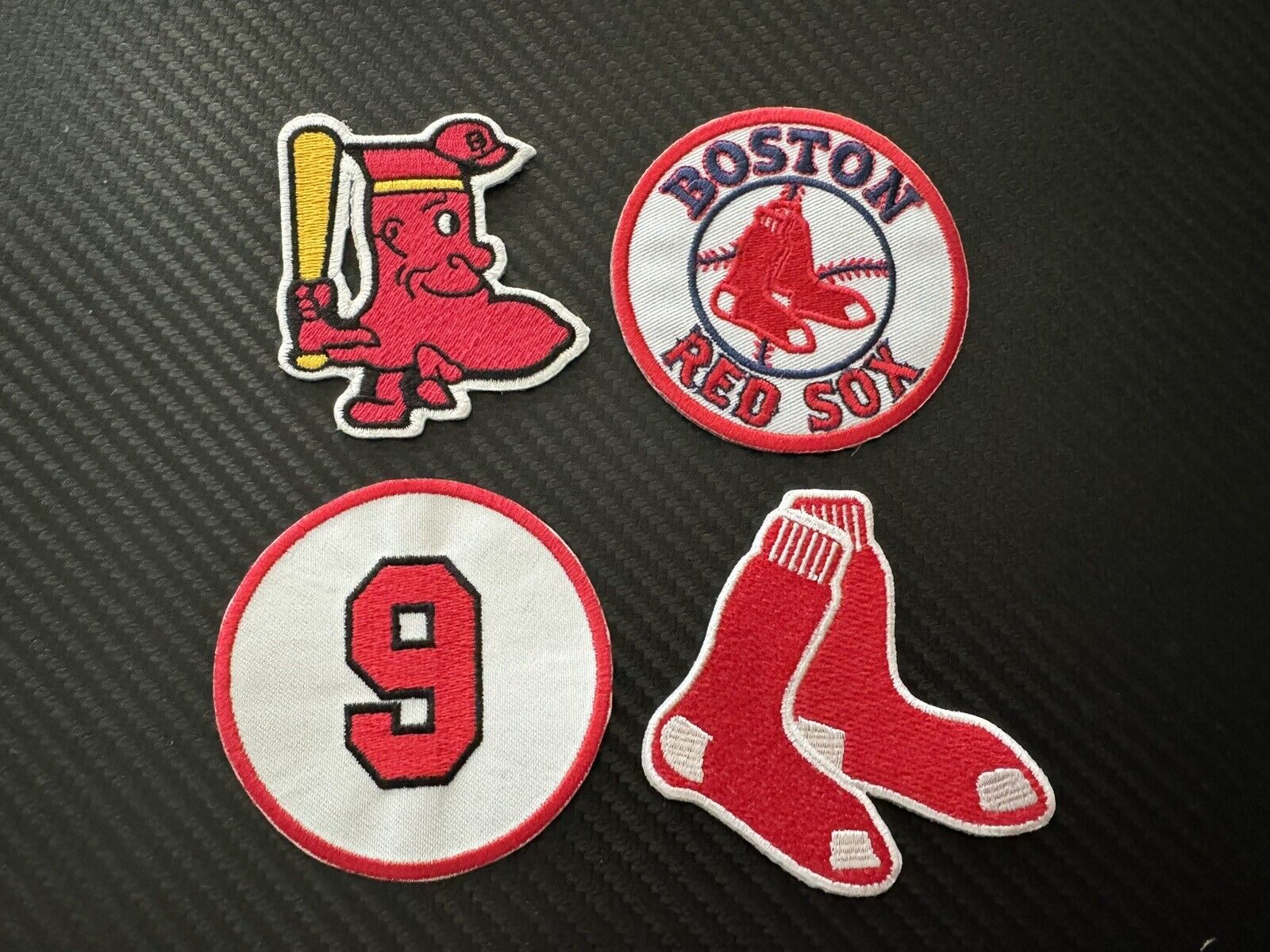 (4) BOSTON RED SOX TED WILLIAMS #9 RETRO THROWBACK LOGO PATCHES NEW OLD STOCK