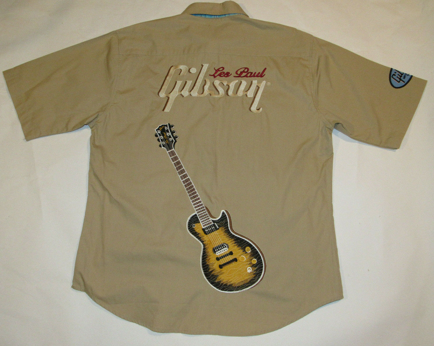 GIBSON GUITAR LES PAUL EMBROIDERED SHIRT LOGOS FACTORY REP EMBOSSED BUTTONS L
