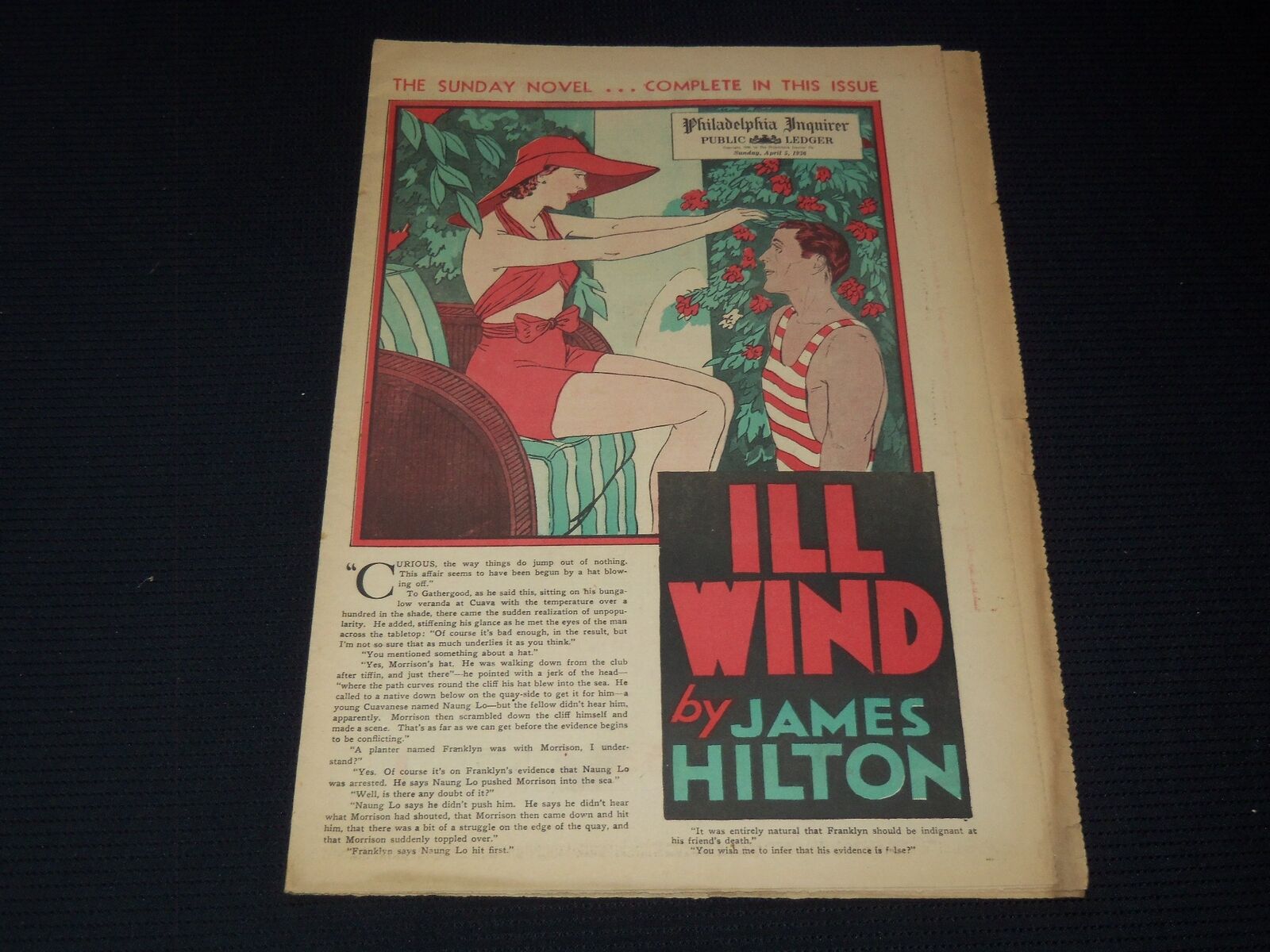 1936 APR 5 PHILADELPHIA INQUIRER SUNDAY NOVEL SECTION - JAMES HILTON - NP 3296J