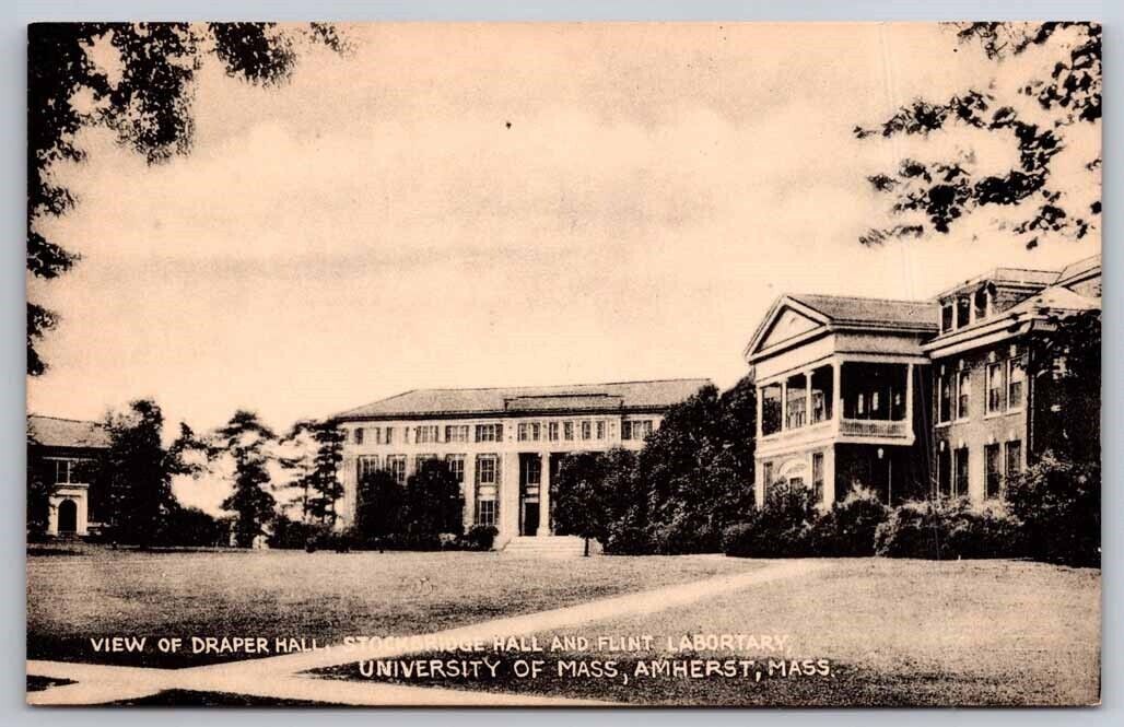eStampsNet - University of Mass Amherst MA Draper Hall Photo Postcard 