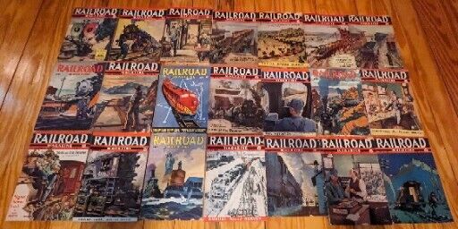 Lot of 21 Vintage Railroad Magazines 1937-47, 15 & 25 Cent Issues