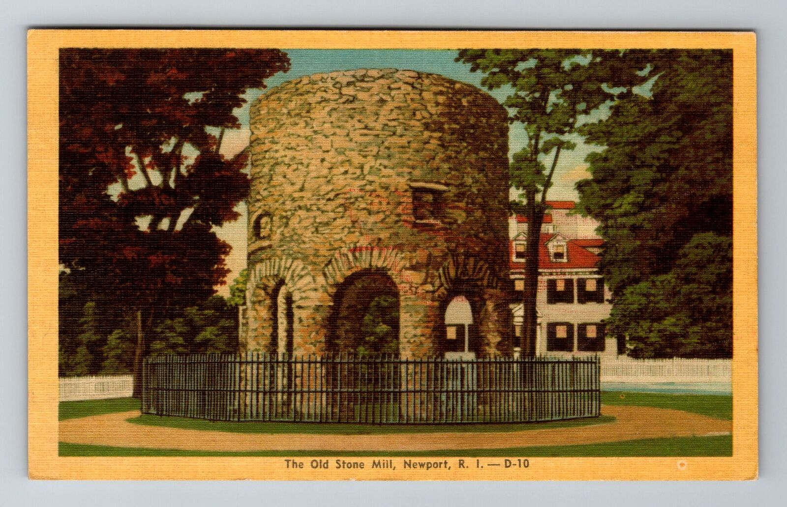 Newport, RI-Rhode Island, Old Stone Mill Antique, Vintage Souvenir Postcard