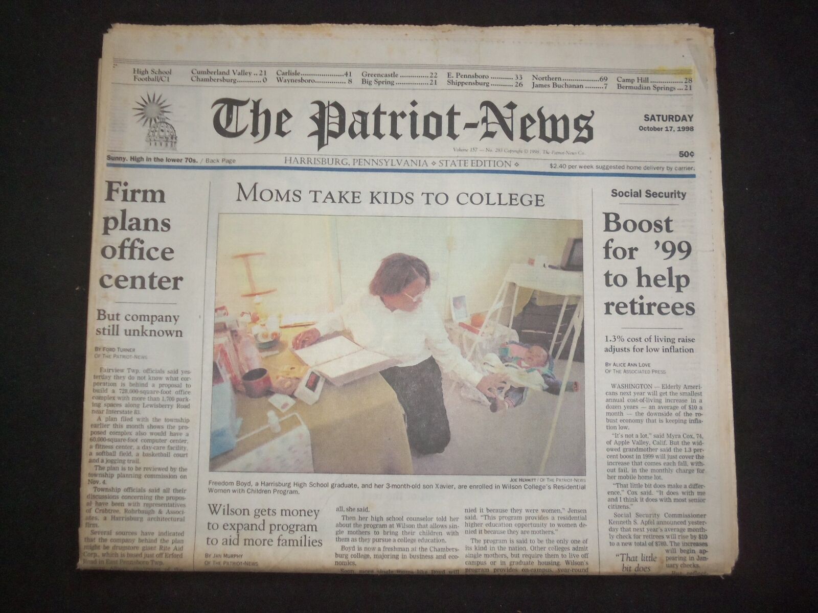 1998 OCT 17 THE PATRIOT-NEWS NEWSPAPER-HARRISBURG, PA- SSN '99 BOOST - NP 8401