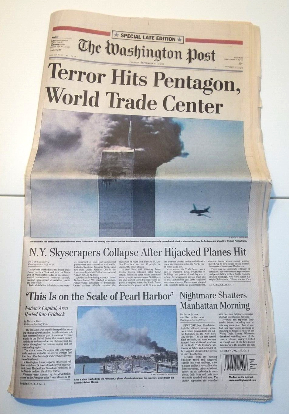 THE WASHINGTON POST Tue September 11 2001 Special Late Edition 9/11 Terror Hits