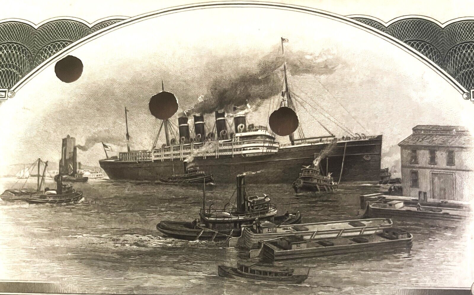 Antique 1910s Titanic International Mercantile Marine Stock Certificate Green #1