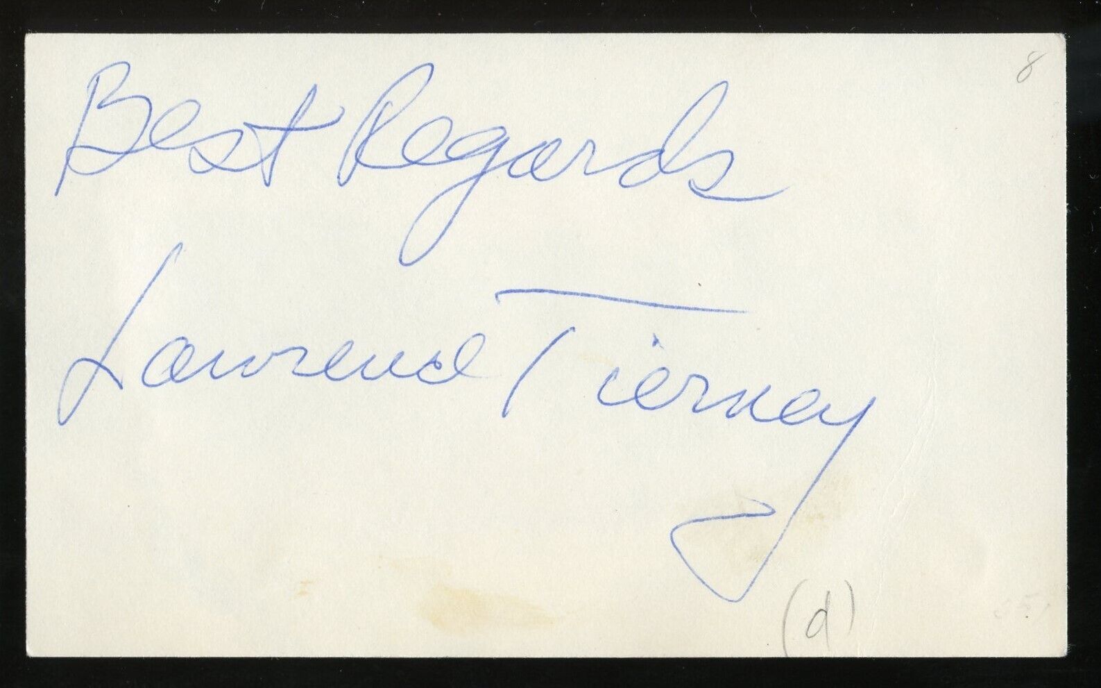 Lawrence Tierney d2002 signed autograph 3x5 Cut American Actor Mobster Roles