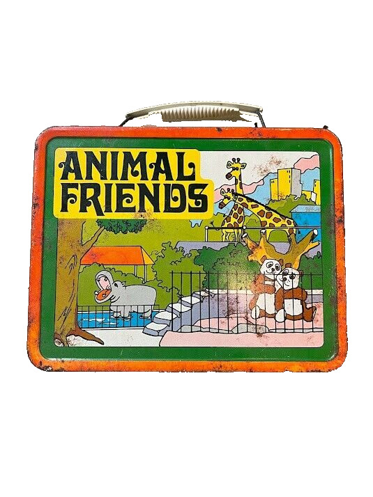 Vintage Animal Friends Steel Metal Lunch Box Ohio Art  - Collectible