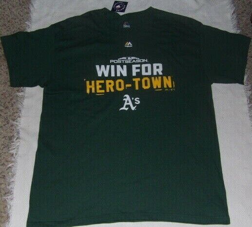 MLB Oakland A\'s 2018 Postseason Win For Hero-Town Adult Large Shirt NWT