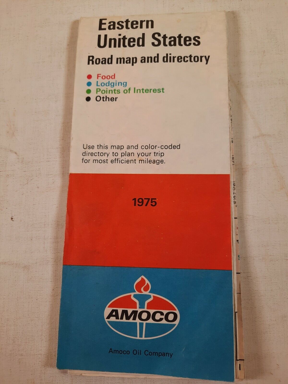 1975 Vtg Amoco road map and directory of Eastern united states 