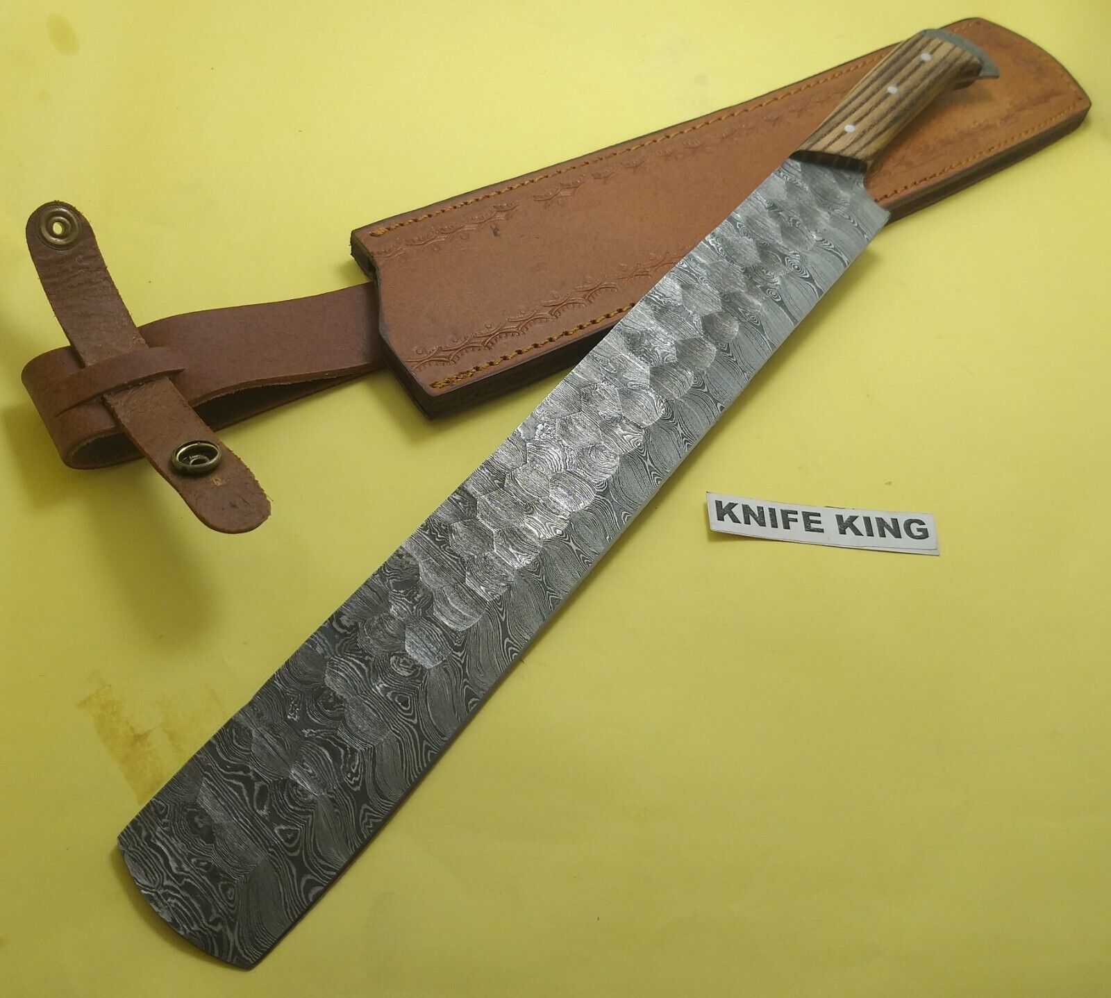 Custom hand made Knife King's Damascus Steel Forged Kitchen Used  Brisket knife