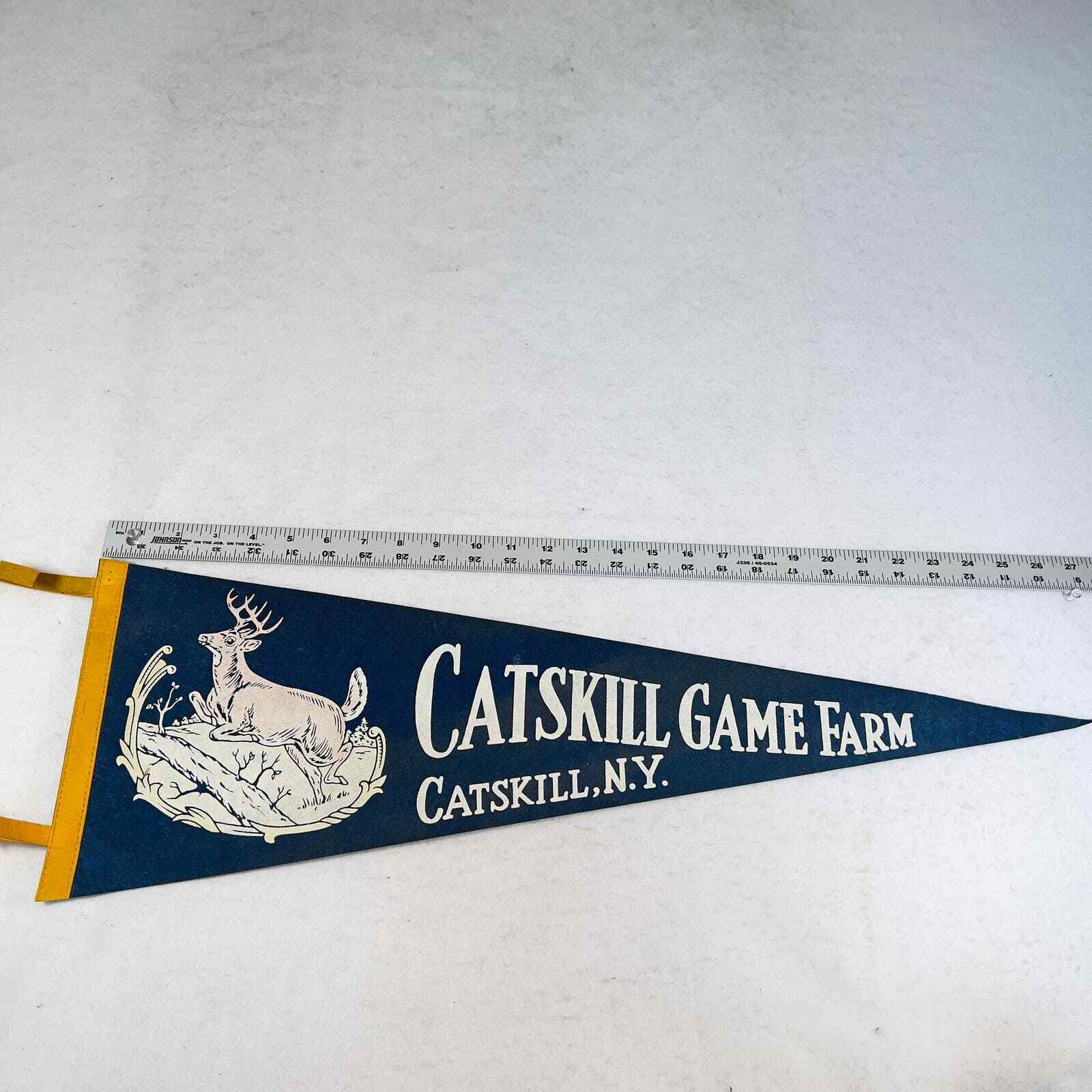 Catskill Game Farm NY VINTAGE Felt Pennant Medium ~27