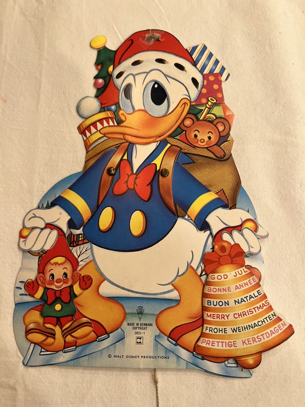 Vintage GEMO Paper Jumping Jack Articulated Figure Made in Denmark Disney Donald