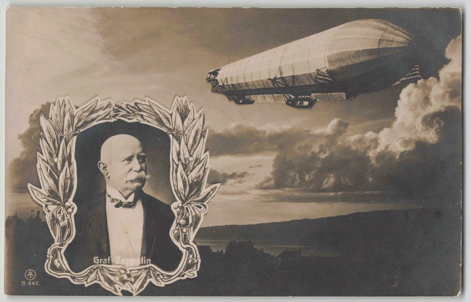 Germany c. 1910s Graf Zeppelin & Airship in Flight Postcard Unused