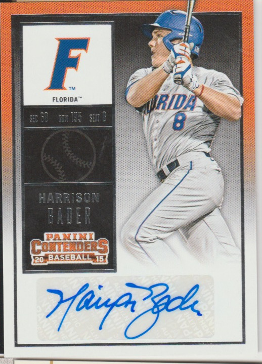 Harrison Bader 2015 Panini Contenders Rookie Ticket RC auto autograph card 36