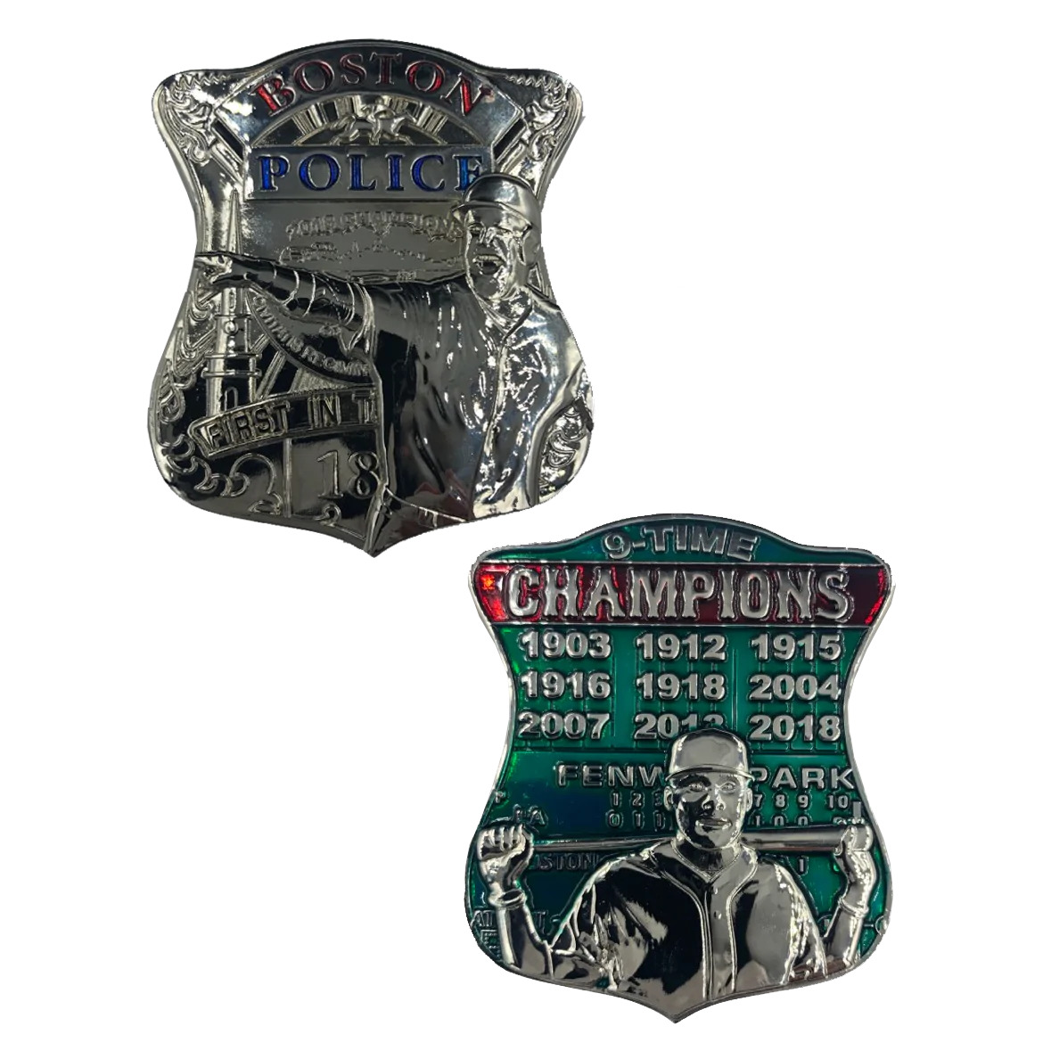 Boston Police Red Sox inspired 9 Time Champions Challenge Coin KK-007