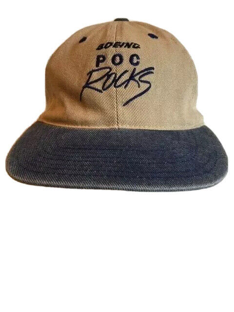 Vintage Boeing LOGO Hat Cap Embroidered Khaki Blue Denim Poc Rocks