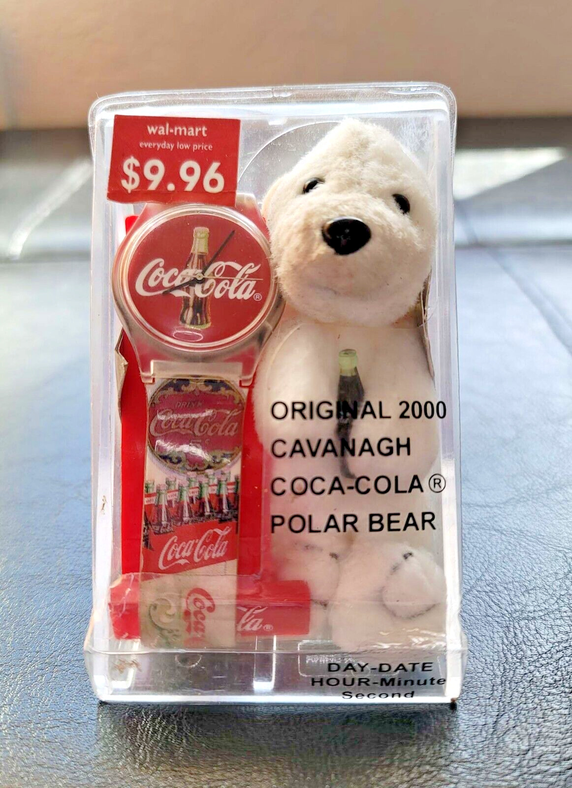 VTG Cavanagh Coca-Cola Digital Watch Original 2000 Y2K Polar Bear Plush Bean Bag