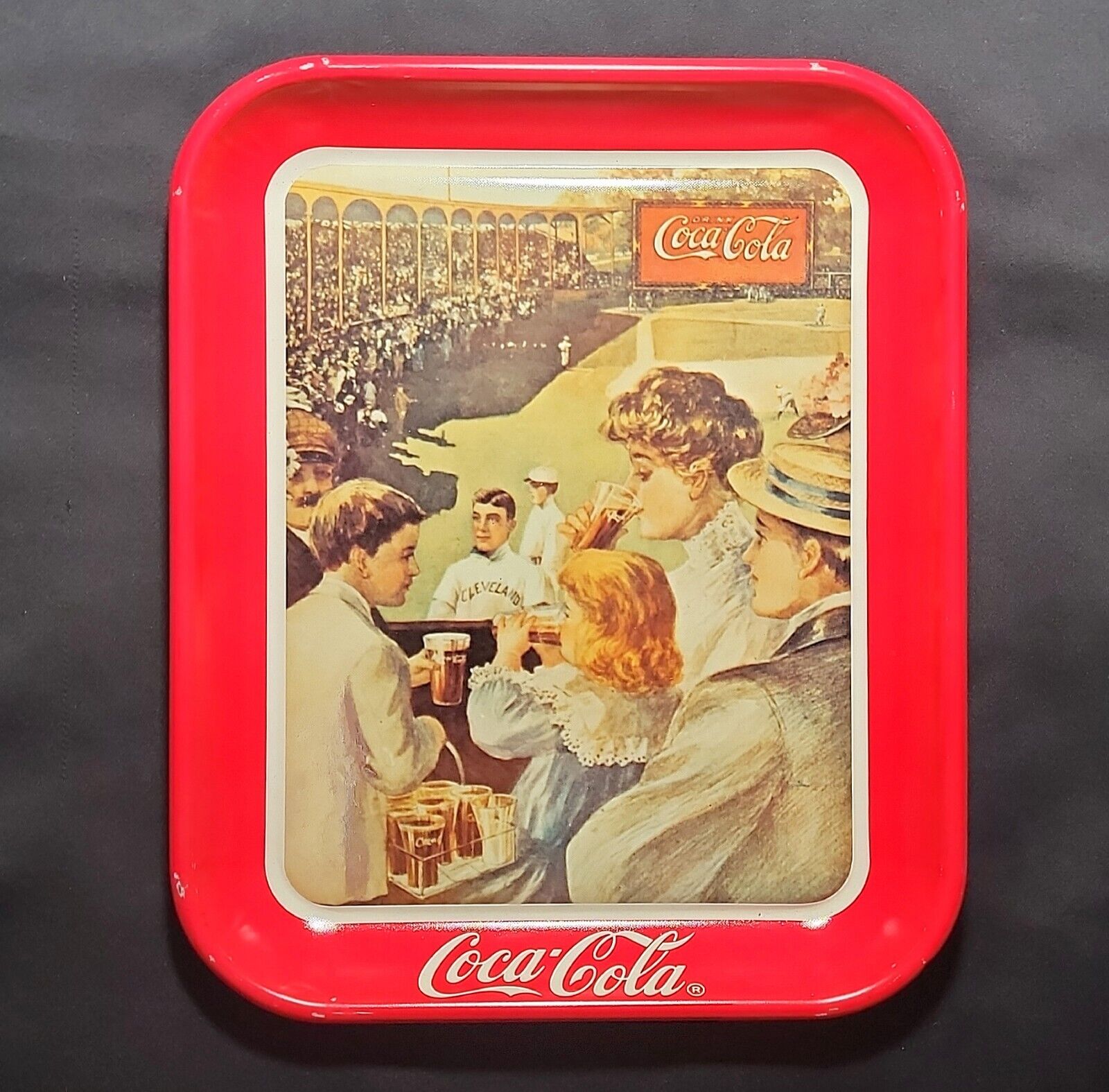 Coca Cola Metal Serving Tray 1989 Litho Tin Coke Mint Vintage Baseball 13x10.5