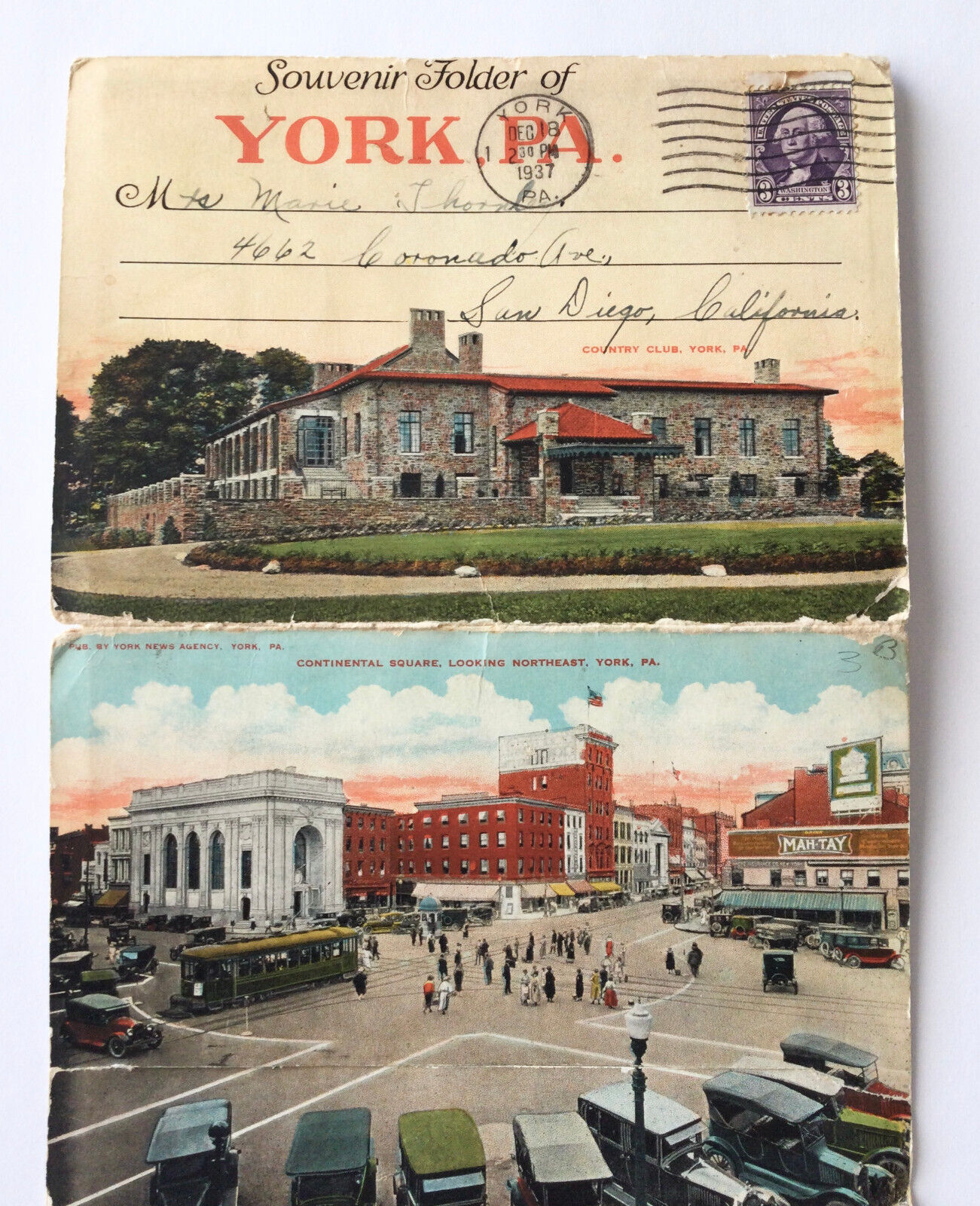 Vintage 1937 Souvenir Folder of York PA