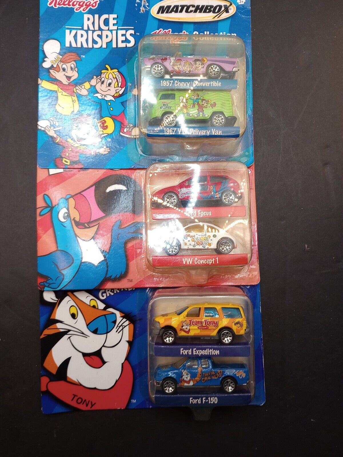 Vtg 2001 Matchbox Kellogg's 2 Pk Lot  Fruit Loops Frosted Flakes & Rice Krispies