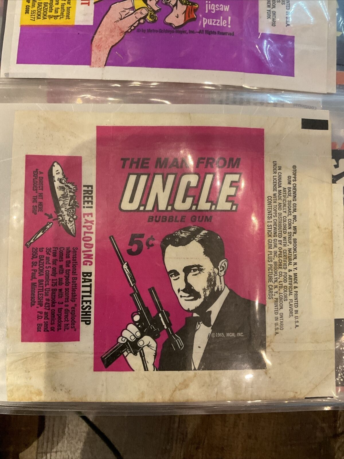 1965   TOPPS   THE MAN FROM UNCLE   5 cent   WAX WRAPPER   NM/MT/MINT