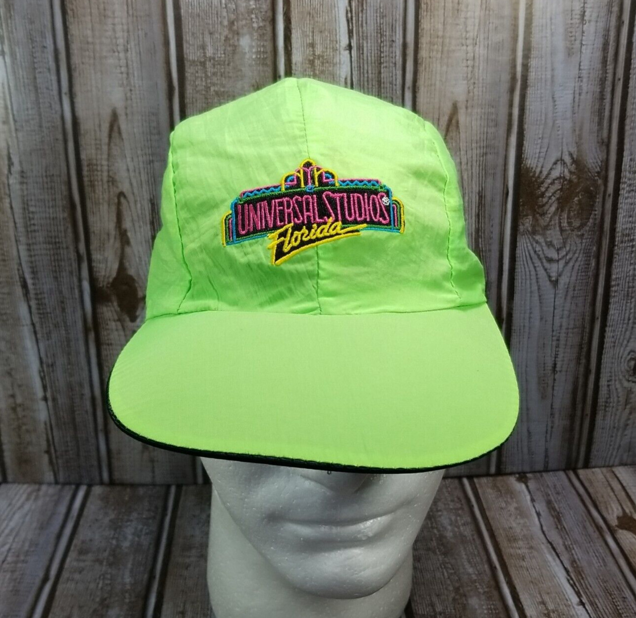 Vintage Universal Studios Florida Panel Hat Mel\'s Drive-In Reversible Cap Neon