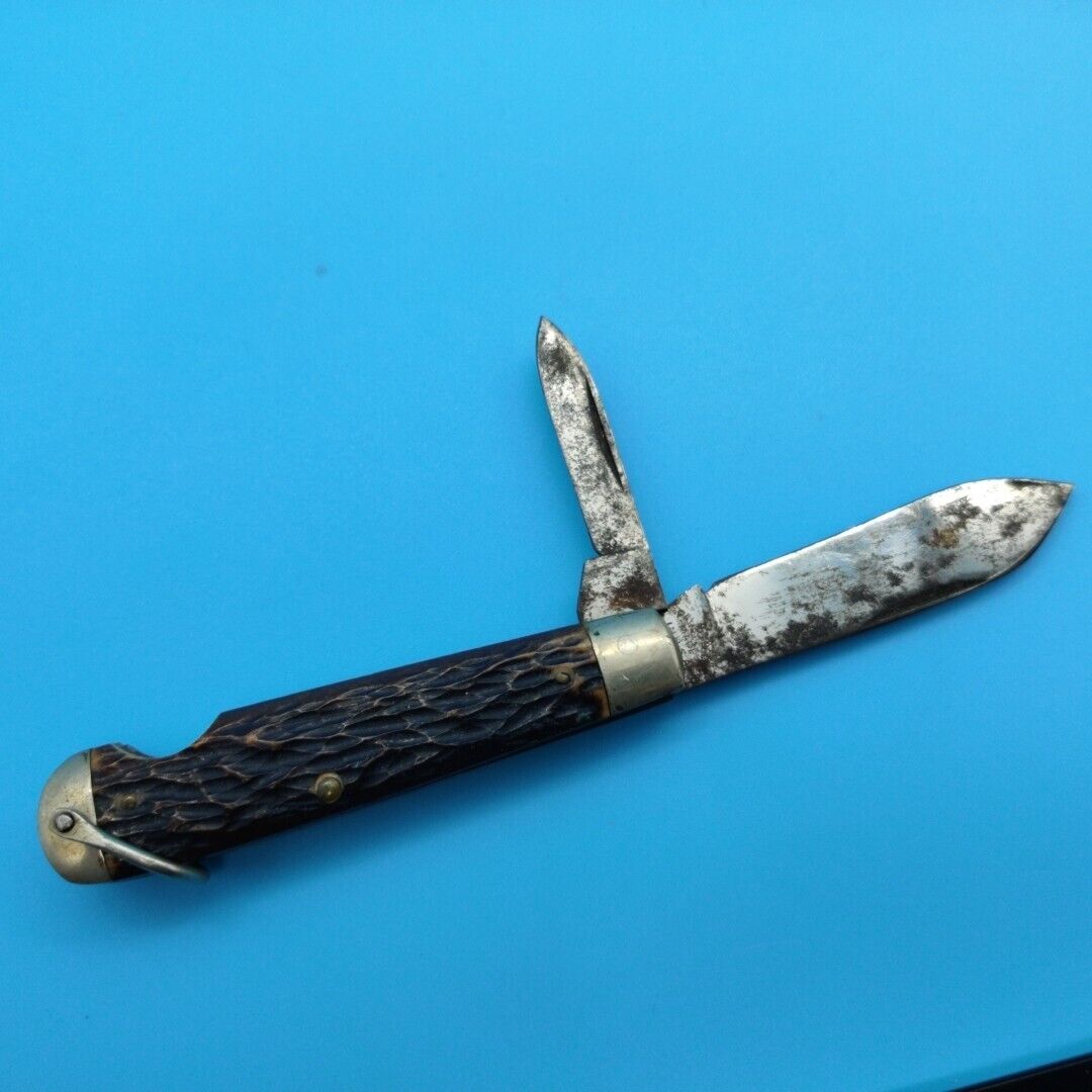 Vintage PAL BLADE Co USA Folding Easy Open Jack Knife Jigged Bone 2 Blade