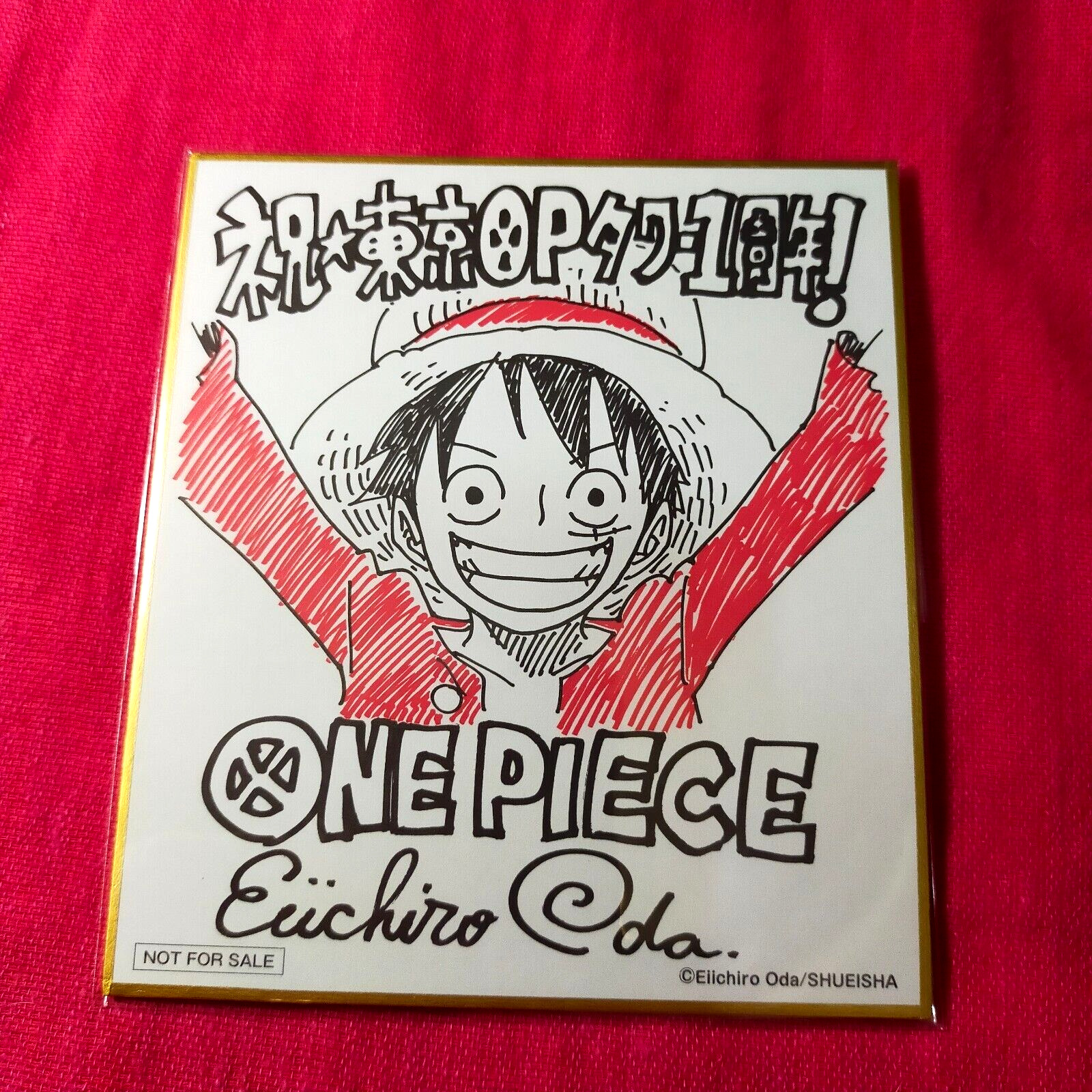 ONE PIECE Luffy Anniversary Eiichiro Oda Autograph Shikishi Tokyo Tower Mint