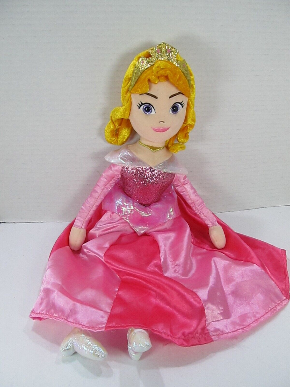 Disney TY Sparkle Princess  Aurora  16 In Pink Dress Plush Doll