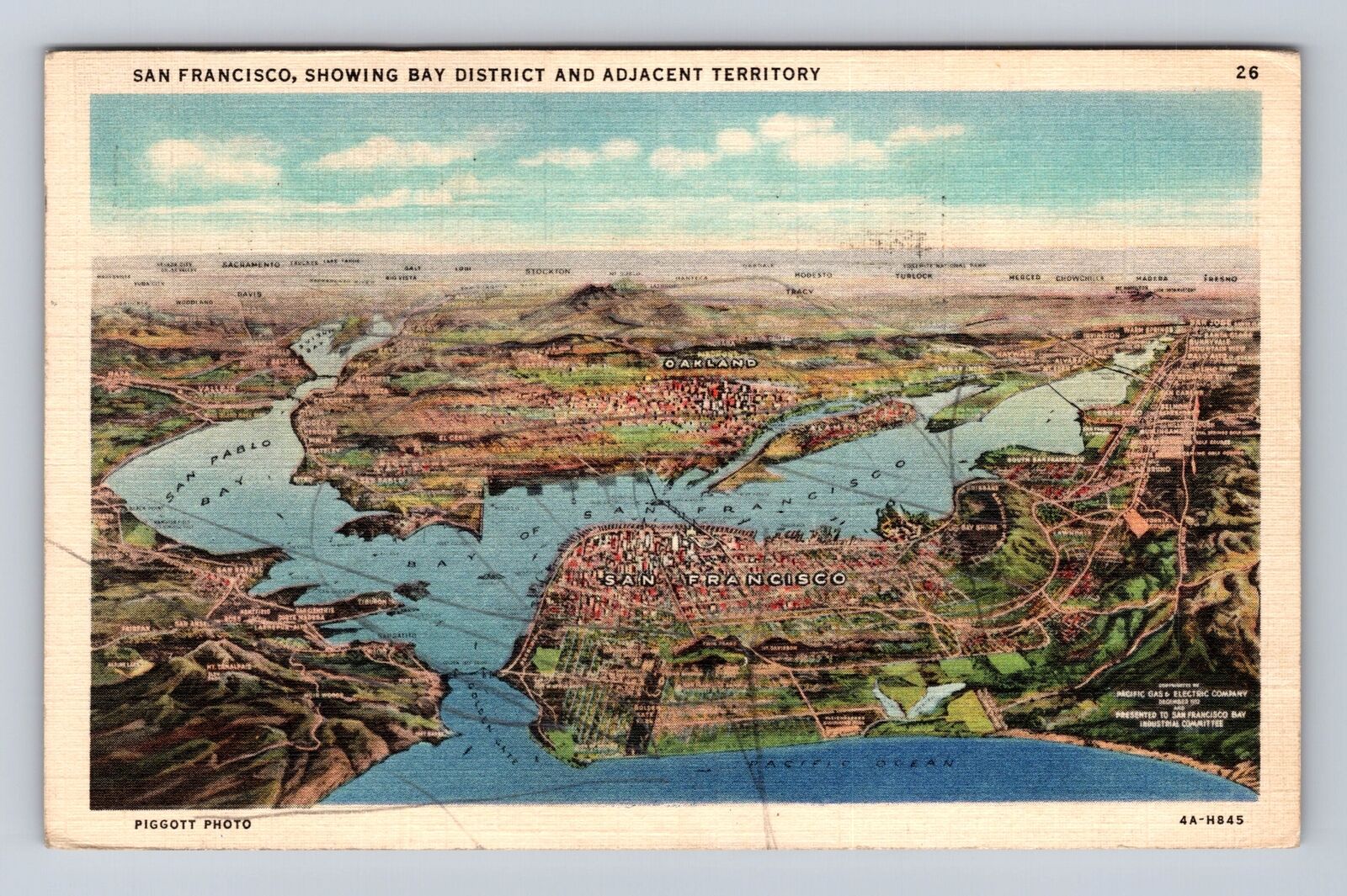 San Francisco CA-California, District Adjacent Territory Vintage c1936 Postcard