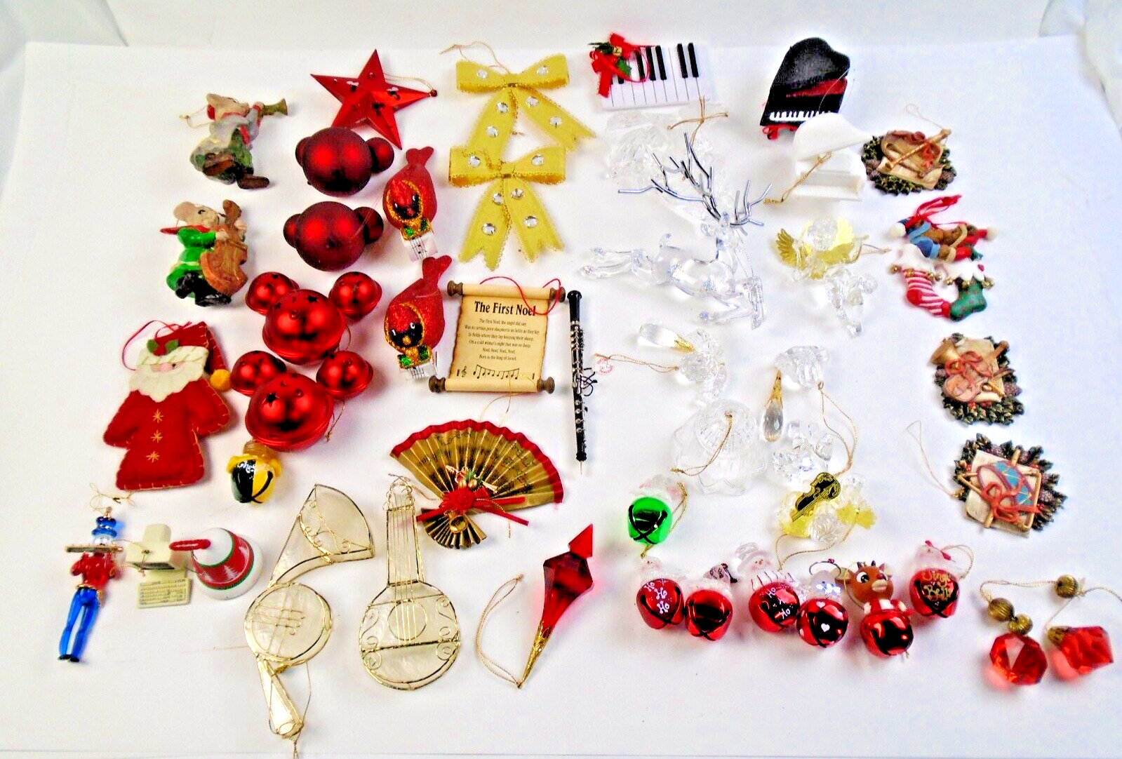 Christmas Ornaments Misc. Musical Instruments Mice Birds Bells  Lot Of 48