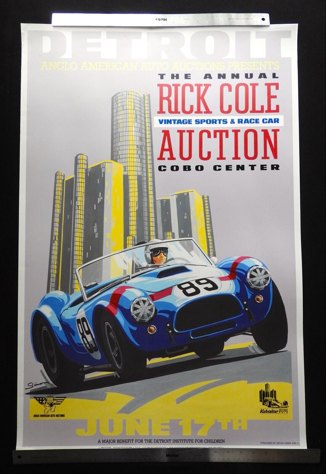 Rick Cole 1989 Detroit Sport & Race Car Auction Poster SHELBY COBRA