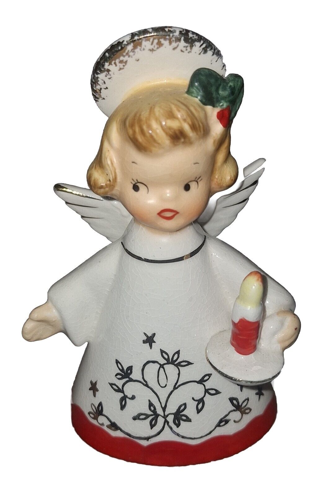 Vintage Napco Christmas Angel Bell Holding Candle Japan National Potteries